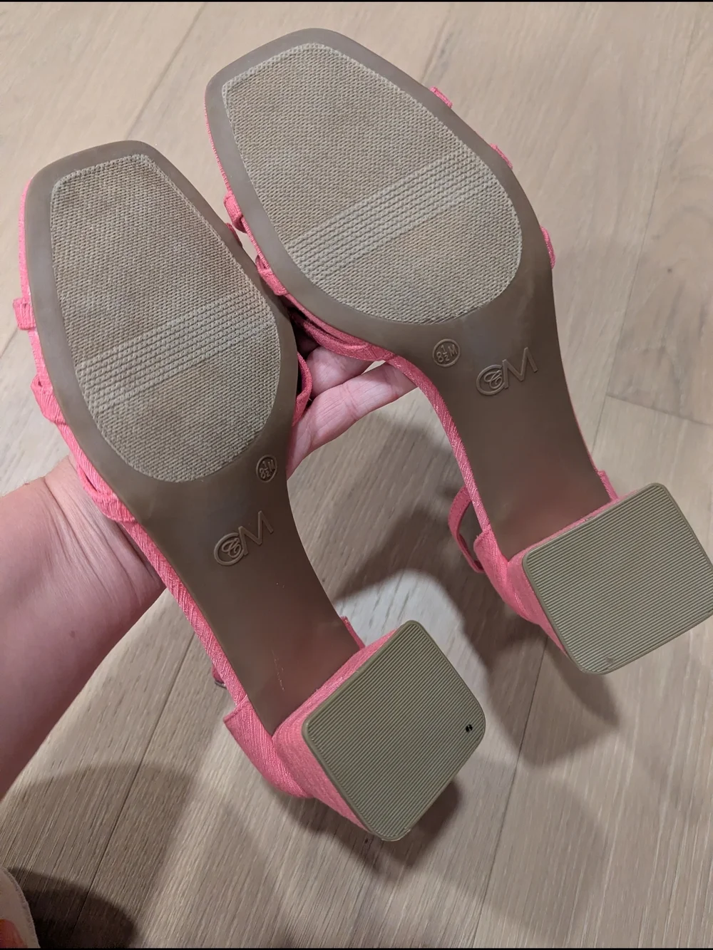 Pink Knotted Ankle-Strap Block Heels